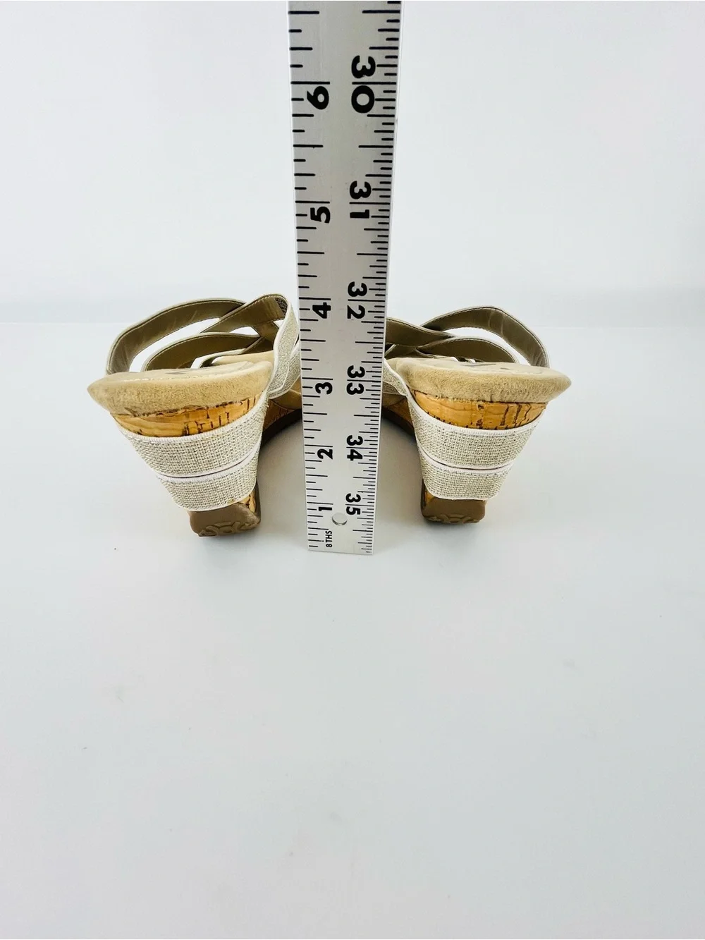 Anne Klein Sport Lakeisha Wedge Sandals Gold Shimmer Textile Bands Size 8